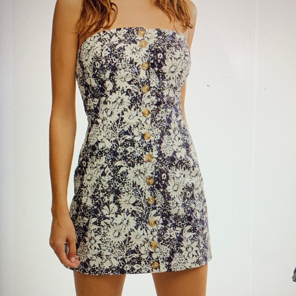 Free People Tomas Strapless Button-Down Dress